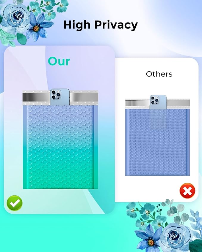 Metronic Bubble Mailers 6x10 Inch 100 Pack PurpleTeal Usable Size 6x9" Opaque Padded Envelopes Waterproof Bubble Envelopes Cushioning Mailer for Small Business Mailing Makeup Jewelry Gifts