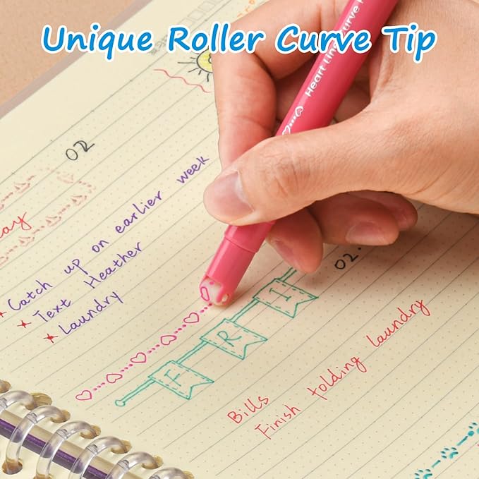AECHY Dual Tip Curve Highlighter Pens, 18 Patterns, 18 Colors, 18 Pack | Fine Tip Marker Pens with Curve Pattern Roller for Aesthetic Journaling, Bullet Journals, Card Making, Crafts &Creative Gifts