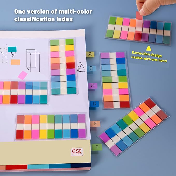 Golcellia 1440 Pieces, Transparent Sticky Notes, Page Markers, Book Tabs, Pop Up Index Tabs