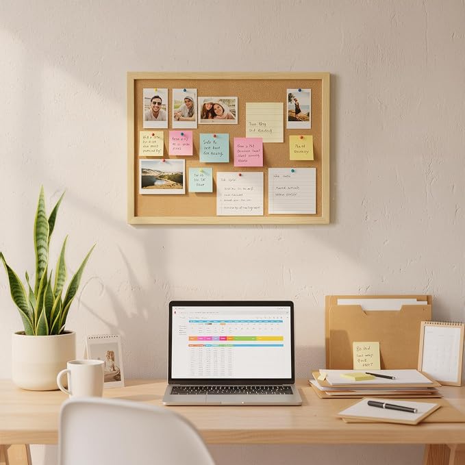 2 Pcs Small Cork Board, 17.7''x13.3'', Wooden Black Framed | Bulletin Board, Vision Board Supplies, Prayer Board, for Photos, for Office, Home, School, for Notes, Memos