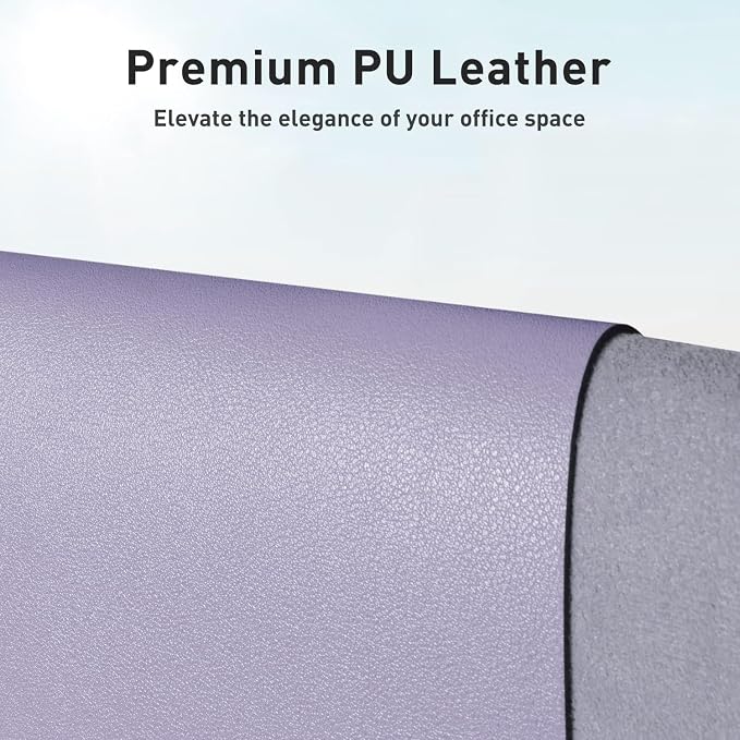 Leather Desk Pad Protector, Mouse Pad, Office Desk Mat, Non-Slip PU Leather Desk Blotter, Laptop Desk Pad, Waterproof Desk Writing Pad for Office and Home (48"x17", Lavender)