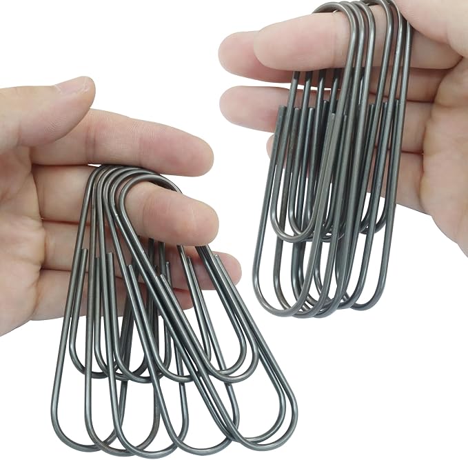 4 Inch Jumbo Paper Clips, Black, 15Pcs | Coated Large Reusable Big Paperclips for Office, School, Home Document Organizing