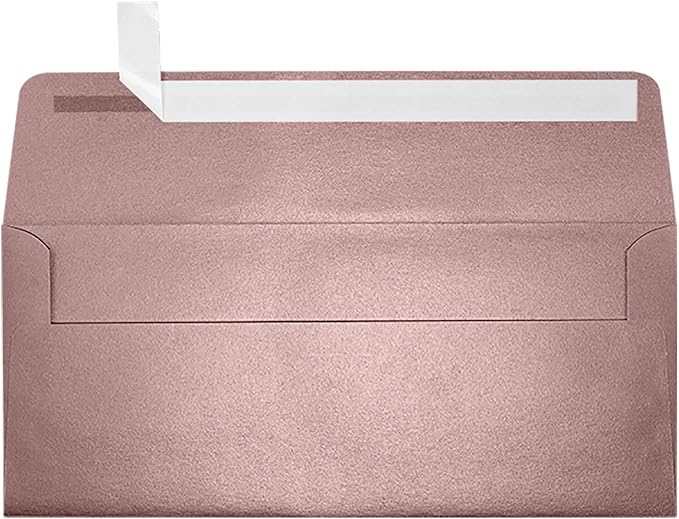 LUXPaper #10 Business Envelopes | Peel & Press | 4 1/8" x 9 1/2" | Misty Rose Metallic | 84lb. Text | 250 Qty