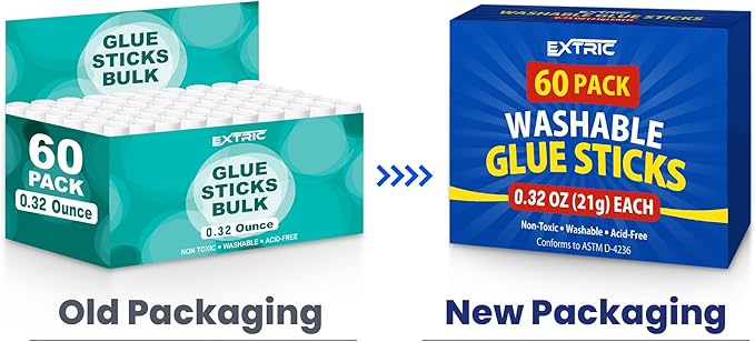 Glue Sticks Bulk Classroom, White Glue Sticks for Kids 60 Count, 0.32 Ounce, Washable All Purpose, for Kids, School and Home