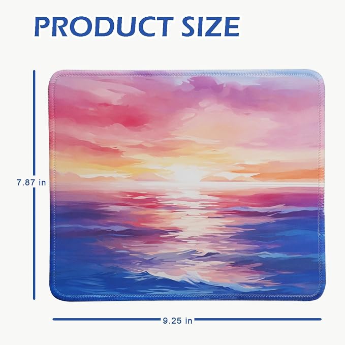 Mouse Pad for Desk with Stitched Edge, Premium Cute Washable Mouse Pads. Computer Mousepad with Non-Slip Rubber Base, Mousepads for Laptop, 9.25x7.75x0.12 inch (Sunset Glow)