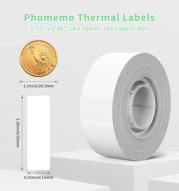 Phomemo D30 Label,3 Roll Thermal Label Maker Tape (0.55'' x 1.96'') Sticker Paper for D30 Printer, Multi-Use Removable Labels for Daycare,Travel,Bottles,Lunch Boxes,Cups,School Supplies