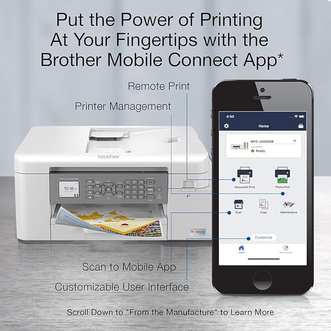 Brother MFC-J4335DW INKvestment Tank All-in-One Printer with Duplex and Wireless Printing Plus Up to 1-Year of Ink in-Box (Renewed Premium)