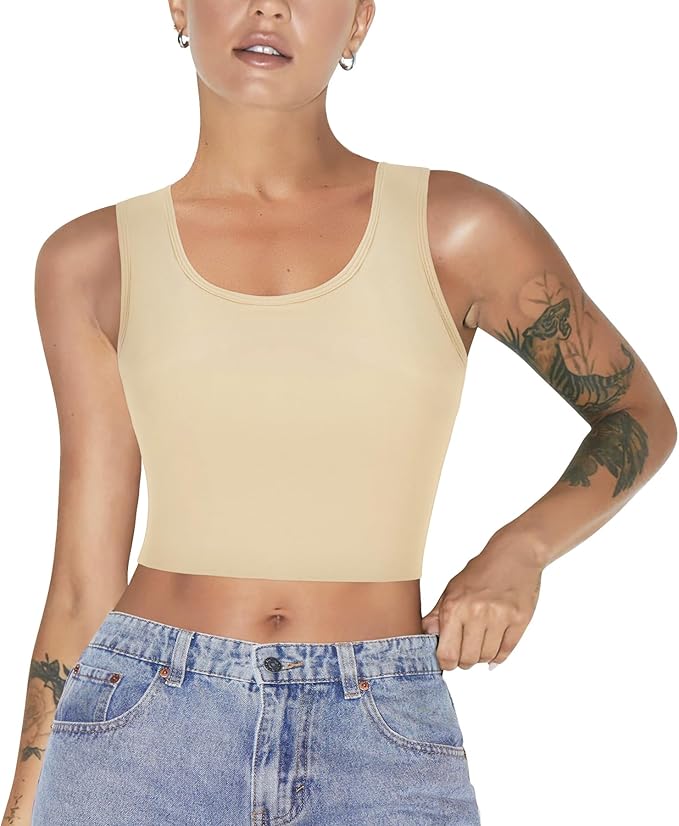 LODAY Women Transgender Tomboy FTM Elastic Chest Binder Bra Pullover Tank Top