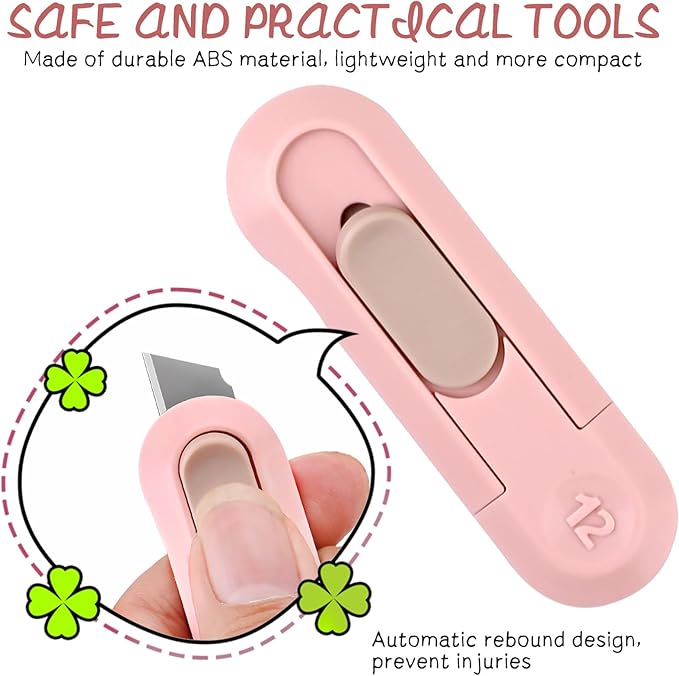 Box Cutter,Retractable Box Opener, Package Opener, Easy Slide Retractable Cute envelope opener for opening daily express boxes, envelopes, packages, paper tapes and more (8 Pcs Box Cutter))