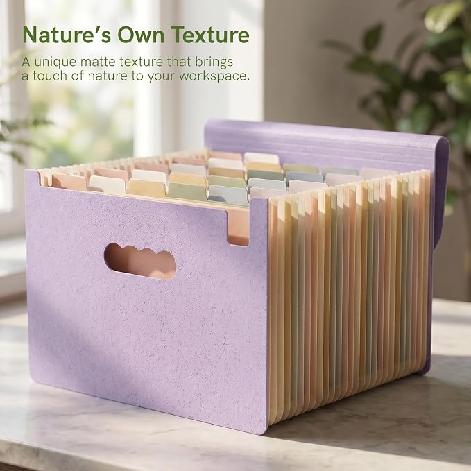 ABC life 26 Pockets Accordion File Organizer, Dusty Lavender | Expanding File Folder for Letter/A4 Size, Portable Document Holder with A-Z Tabs for Tax Receipt, School, Home, Office
