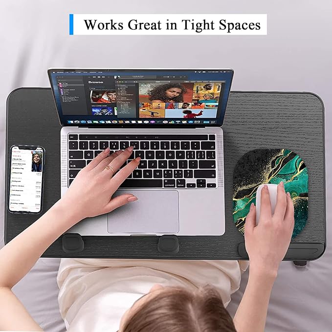 Small Mouse Pad 6 x 7 Inch, Oval Mini Mouse Pad with Non-Slip Rubber Base, Waterproof Compact Mouse Mat for Laptop Computer Wireless Mouse Keyboard Tray Home Office Travel, Green Marble
