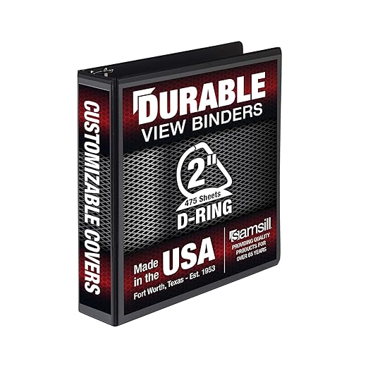 Samsill Durable 2 inch 3 Ring Binder, D Ring Binder, 100% Recycled Chipboard, Black