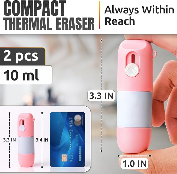 2 Pcs Water-Based Thermal Paper Eraser Pen with Mini Box Cutter Knife - Thermal Label Eraser, Liquid Redacting Marker for Covering Thermal Print on Receipts, Shipping Labels & Bills Privacy Protection