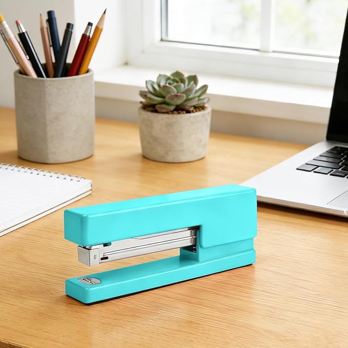 Office Desktop Stapler - 25 Sheet Capacity with 830 Staples and Staple Remover,Staplers for Desk,Non-Slip for School, Home, Green