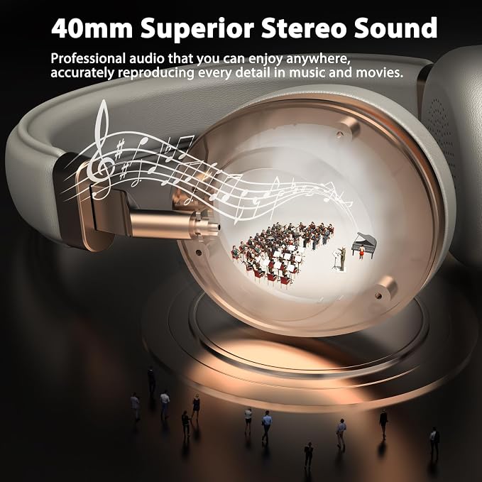Wireless Headset with Mic for Work, Bluetooth Headset with Noise Cancelling Microphone, On Ear Wireless Headphones with USB Dongle & Mute Function for Work from Home Computer Office Teams Call Center