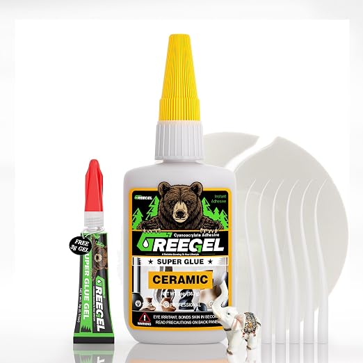Ceramic CA Glue, Porcelain Clear Super Glue for DIY & Repairs, 2 oz | All-Purpose Clear Instant CA Adhesive for Pottery, Tiles, Porcelain, Home Repairs, Industrial Strength, Ceramic Glue
