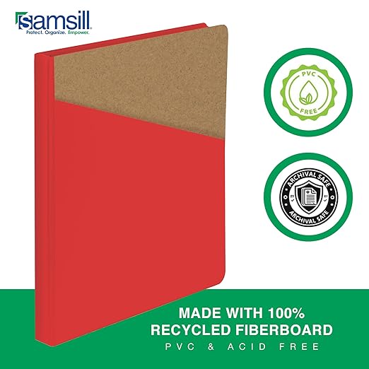 Samsill Durable 0.5 Inch Binder, D Ring Binder, Customizable Clear View Cover, Ruby Red, Holds 125 Pages