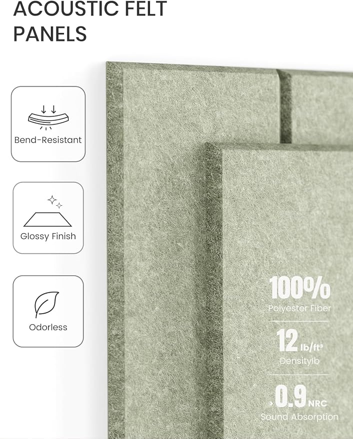 Fluxynara Felt Bulletin Board & Cork Board Alternative, Sage | 36" x 24" Pin board, Removable Adhesive Tabs, Easy Install Without Wall Damage, For Home Office Decor