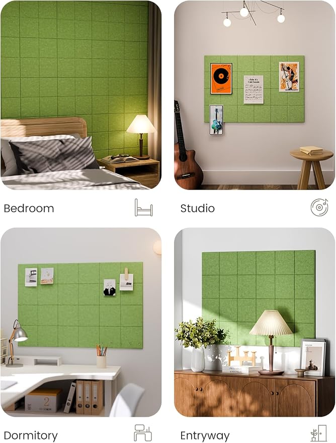 Fluxynara Felt Bulletin Board & Cork Board Alternative, Kelly Green | 36" x 24" Pin board, Removable Adhesive Tabs, Easy Install Without Wall Damage, For Home Office Decor