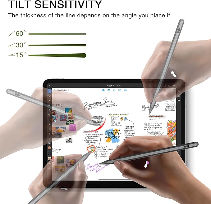 Stylus Pen for iPad 2018-2025, 15 Mins Fast Charging Pencil (1st Generation) with Tilt Sensitivity Magnetic Digital Pens for iPad 6-11, Air 3/4/5/M2/M3, Mini 5/6/7, Pro 11"/12.9"/M4/M5 (Black)
