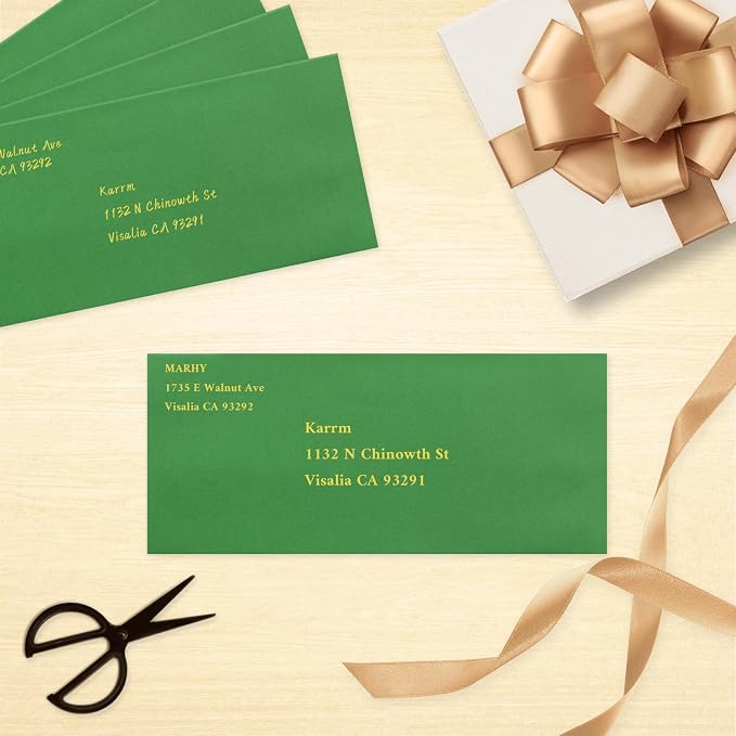 100 Pack #10 Business Envelopes, Green Standard Envelopes Self Seal, Letter Size Mailing Envelopes for Checks Letters Invoices Statements Christmas Birthday Graduation Wedding, 4 1/8 x 9 1/2 Inch