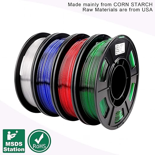 AMOLEN 3D Printer Filament Bundle, PETG Filament 1.75mm,Transcucent Clear/White,Red,Green,Blue Filament,PETG Transparent Filament with Light Transmission Feature,250g x 4 Spools Set