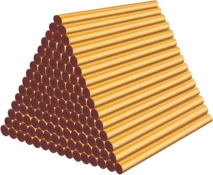 ENPOINT 120pcs Metallic Gold Hot Glue Sticks Mini - 4 x 0.27in Adhesive EVA Bulk Hot Glue Sticks for Car Dent Repair, Stamp Home Repair DIY Art Projects Bonding Woods Glass Paper Plastic Decoration