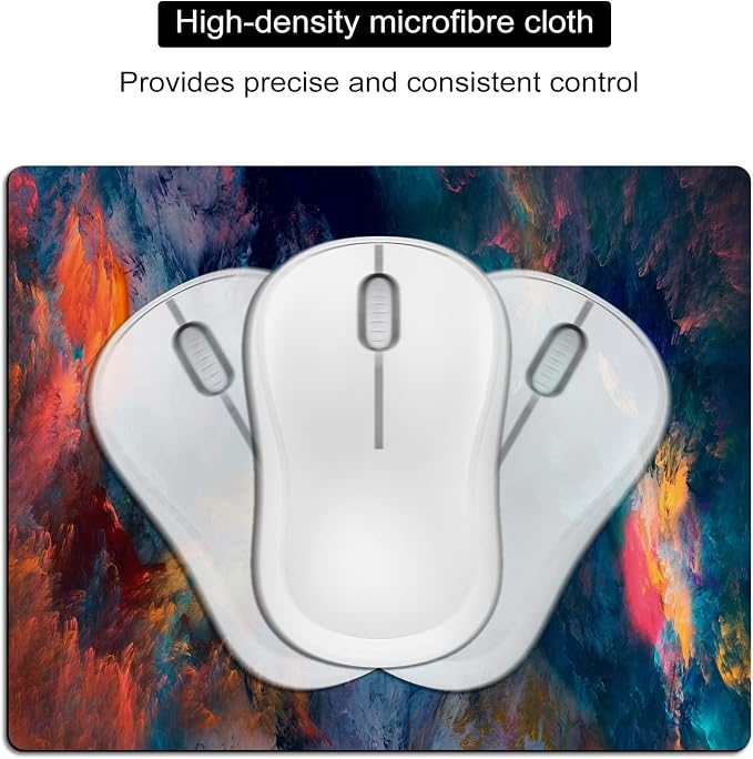 Small Mouse Pad Cute, Mini Mouse Pads for Wireless Mouse and Laptop, Travel Mousepads with Designs - Color Splash/Colorful Clouds, Portable Mousepad with Non-Slip Rubber Base - 5.5 x 7 in