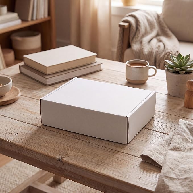 HORLIMER 7x5x2 Small Shipping Boxes Set of 6, White Corrugated Cardboard Mailer Box for Packing, Mailing, Small Business