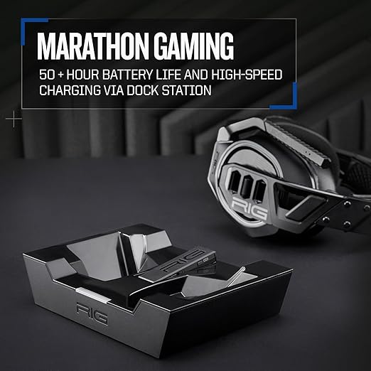 RIG 900 MAX HS Multi-Platform Dual Wireless Gaming Headset with Bluetooth Officially Licensed for PlayStation PS5, PS4 - Compatible with PC, Switch, Steam Deck, Android, iPhone - Charging Base