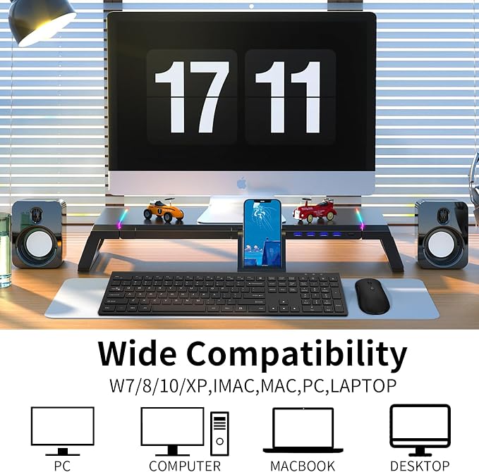Slim Silent Full Size Wireless Keyboard Mouse Combo Black | With calculator key, 2400 DPI quiet mouse, USB cordless set, compatible with Windows, Mac, Laptop & PC