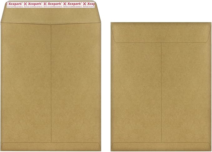 Xxcxpark 120 PCS 10x13 inches Security Catalog Envelopes Printable Self Seal Envelopes, Anti Tear Recycled Kraft Envelopes for Invitation Cards, Pictures, Photos, Documents