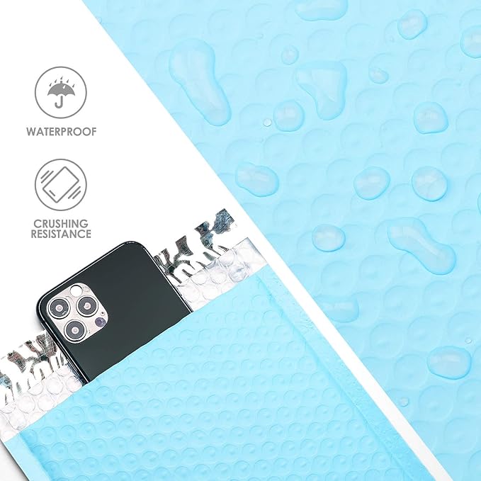 Metronic Bubble Mailers 6x10 Baby Blue 600 Pack Self-Seal Padded Mailer Usable Size 6X9 Inch, Bulk Package Packing Shipping Supplies for Small Business, Boutique, Jewelry, Lip Gloss