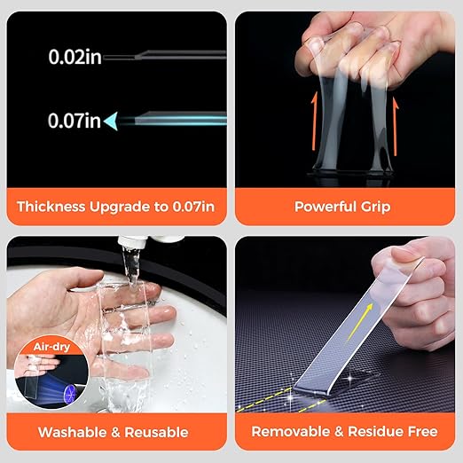 Double Sided Tape Heavy Duty, 1.18" x 120" Strong Nano Double Stick Tape, Removable, Washable, Reusable Adhesive Tapes for Wall, Clear Multipurpose Adhesive Mounting Tape (30FT)