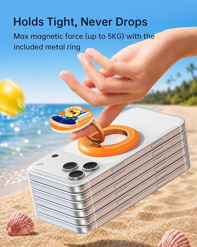 SYNCWIRE Magnetic Phone Ring Holder, for MagSafe Phone Grip Stand Kickstand | 360° Rotation, Double-Sided Magnet, Cell Phone Grip Finger Holder, for iPhone 17 16 15 14 13 12 Pro Max, MagSafe Accessories