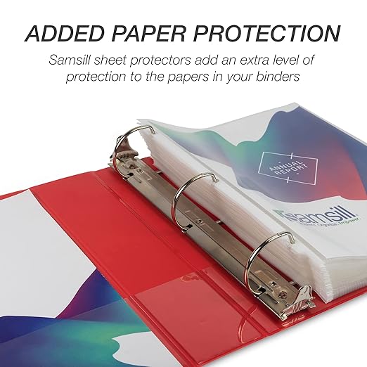 Samsill Durable 2 inch 3 Ring Binder, D Ring Binder, 100% Recycled Chipboard, Red, 12 Pack