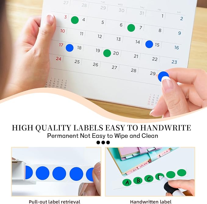 PARLAIM 1/2" Round Color-Code Dot Stickers,Adhesive 2000 Stickers Rolls dots Label Dispenser Box Green Circle Stickers Labels(Green+Blue)