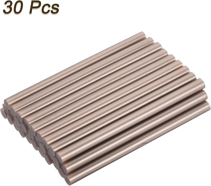 uxcell 30pcs Mini Hot Glue Gun Sticks 4-inch x 0.27-inch High Sticky Small Hot Glue Sticks for Glue Gun, Champagne Gold