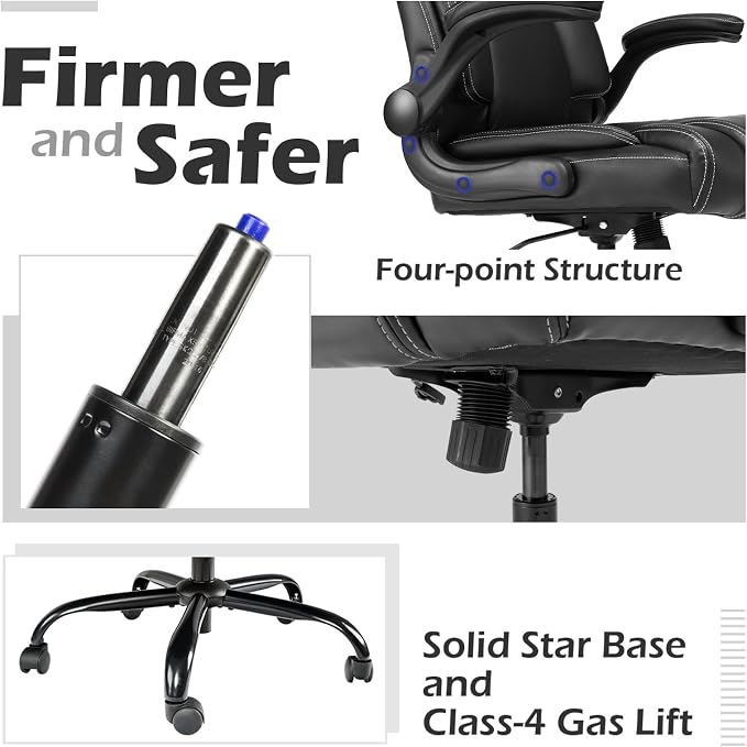 Flip-Up Arms Executive Office Chair, 300lbs, Hydrolysis-Resistant Leather | Flip-up arms, waterfall pads. 5-year durable leather. Sturdy BIFMA, 300lbs. Tilt relax, class 4 lift.