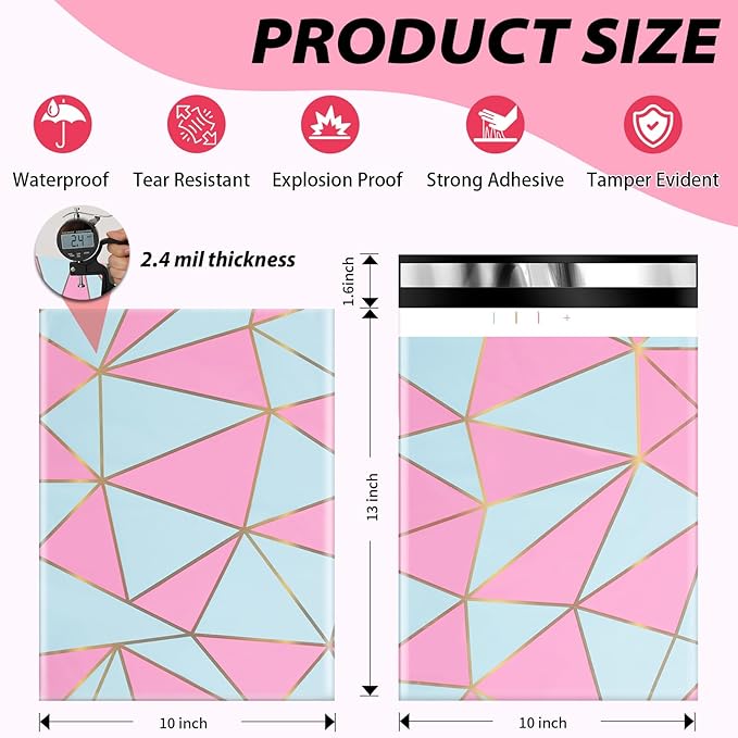 Oududianzi 100PCS Poly Mailers 10x13, Waterproof Shipping Bags, Thick Mailing Bags, Mailers Poly Bags, Shipping Envelopes, Cute Packaging Bags for Online and Offline Small business
