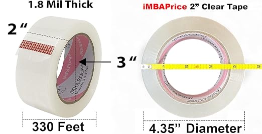 iMBAPrice 2-Inch Clear Packing Tape 6 Rolls x 110 Yards | Strong Adhesive Shipping & Moving Tape, Attaching Mailing Labels (660 Total Yards)