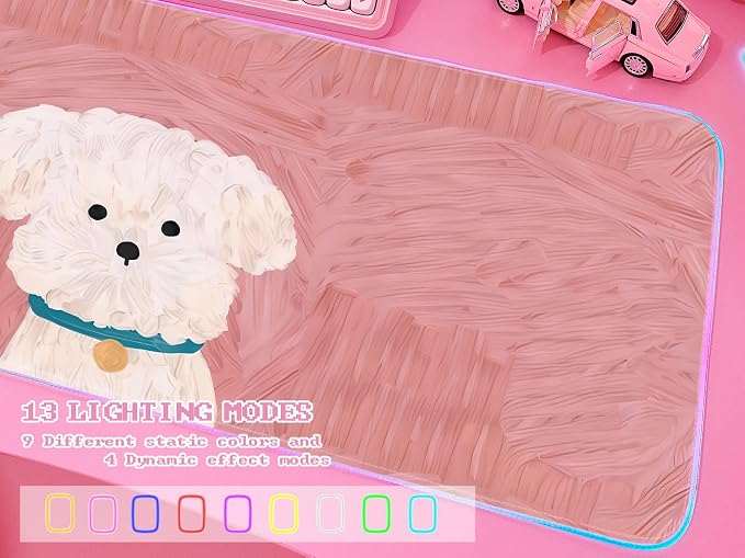 JMIYAV Pink RGB Gaming Mouse Pad 31.5x12 Inch PC XL Large Extended Glowing Led Light Up Desk Pad Non-Slip Rubber Base Computer Cute Mousepad Mat Desk Accessories Gaming Setup 51-7