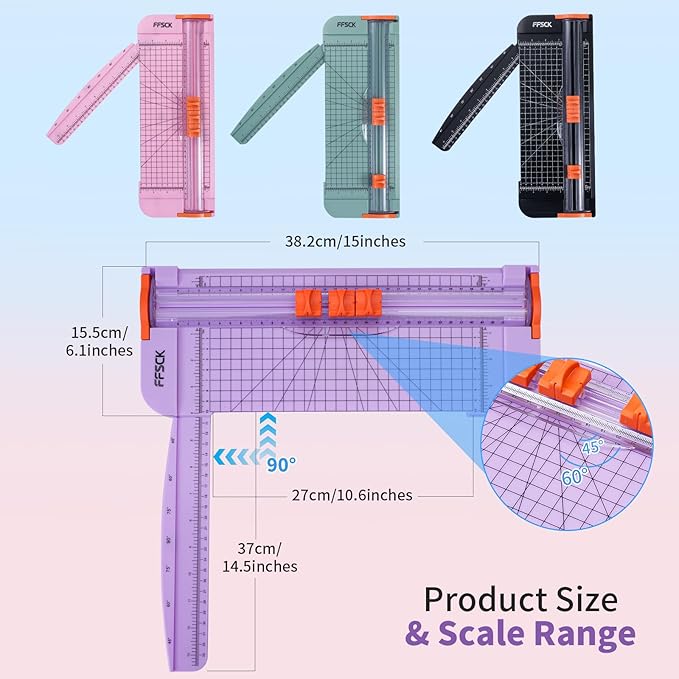 A4 Paper Cutter Slider 12 Inch Paper Trimmer Photo Cutter, Purple | Small Paper Cutter for Classroom Scrapbooking Cutter, Cutter Sliding