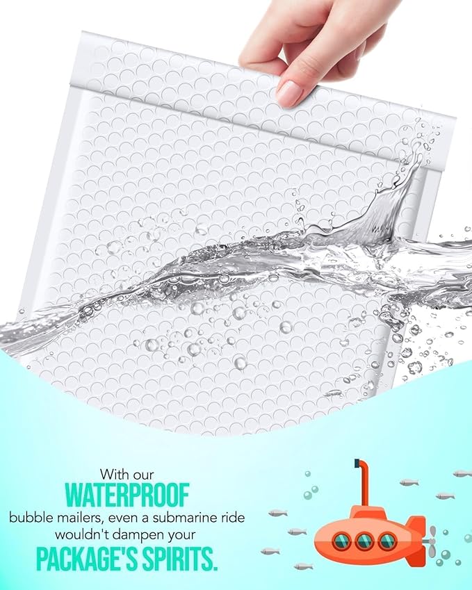 GSSUSA White Bubble Mailers 8.5x12 Large Padded Envelopes 250 Packs, Self-Seal, Waterproof & Tear Resistant, Perfect for for Mailing Clothes,Magazines, Business & Personal Use