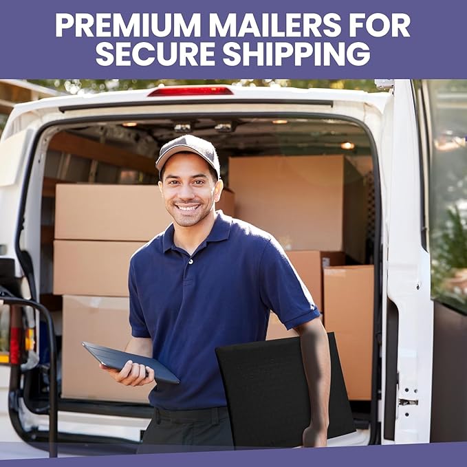 Black Poly Bubble Mailers 14.50x20 Inch #7 | Self Seal Large Padded Envelopes | Air Cushioned Bubble Mailer | Usable Size 14.25x19 Inch | Waterproof Lightweight Mailing Shipping Bags | 100 Pack