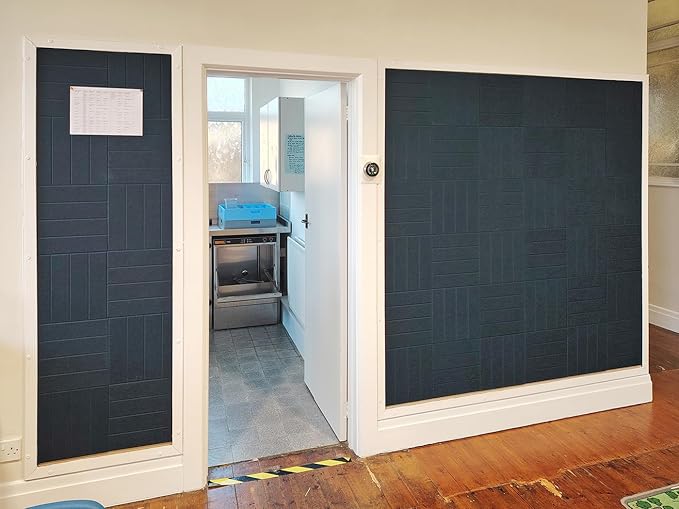 Felt Bulletin Board Tiles | Modern Cork Board Alternative | Large Cork Boards for Walls | Aesthetic Felt Wall Panels for Office & Home Decor | Pinboard & Photo Board (12-Pack) | Gray Black