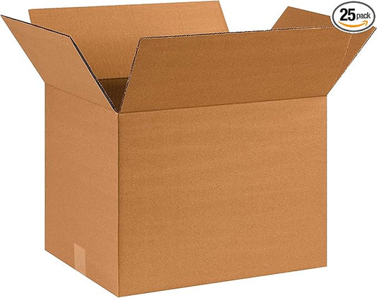 Partners Brand 16x12x12 Corrugated Cardboard Boxes, 16"L x 12"W x 12"H, Pack of 25 | Shipping, Packaging, Moving, Storage Box for Business, Strong Wholesale Bulk Boxes 16x12x12 161212