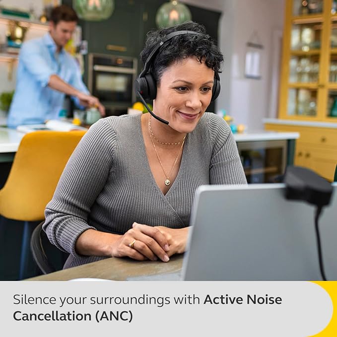 Jabra Evolve2 55 Stereo Wireless Headset with ANC, Black | AirComfort Headband for All-Day Comfort, Noise-Cancelling Mics, Active Noise Cancellation, Works with Zoom and Google Meet