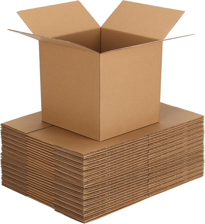 25-Pack Shipping Boxes 8x8x8 Inches, Brown | Corrugated Cardboard Box for Business Packing, Shipping, and DIY, Easy to Fold and Assemble