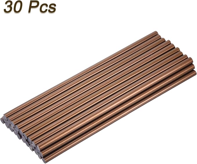 uxcell 30pcs Full Size Hot Glue Gun Sticks 8-inch x 0.27-inch High Sticky Small Hot Glue Sticks for Glue Gun, Bronze Red Gold